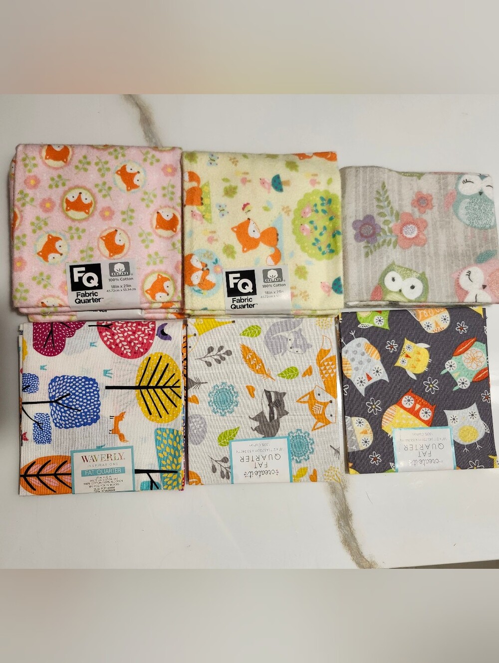 Woodland Baby Fabric Bundle 9 Fat Quarters Fox Owl Forest Cotton Quilt Lot